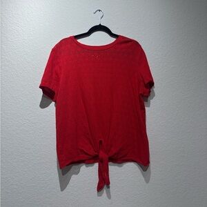 Red Women's Top with Tie Detail